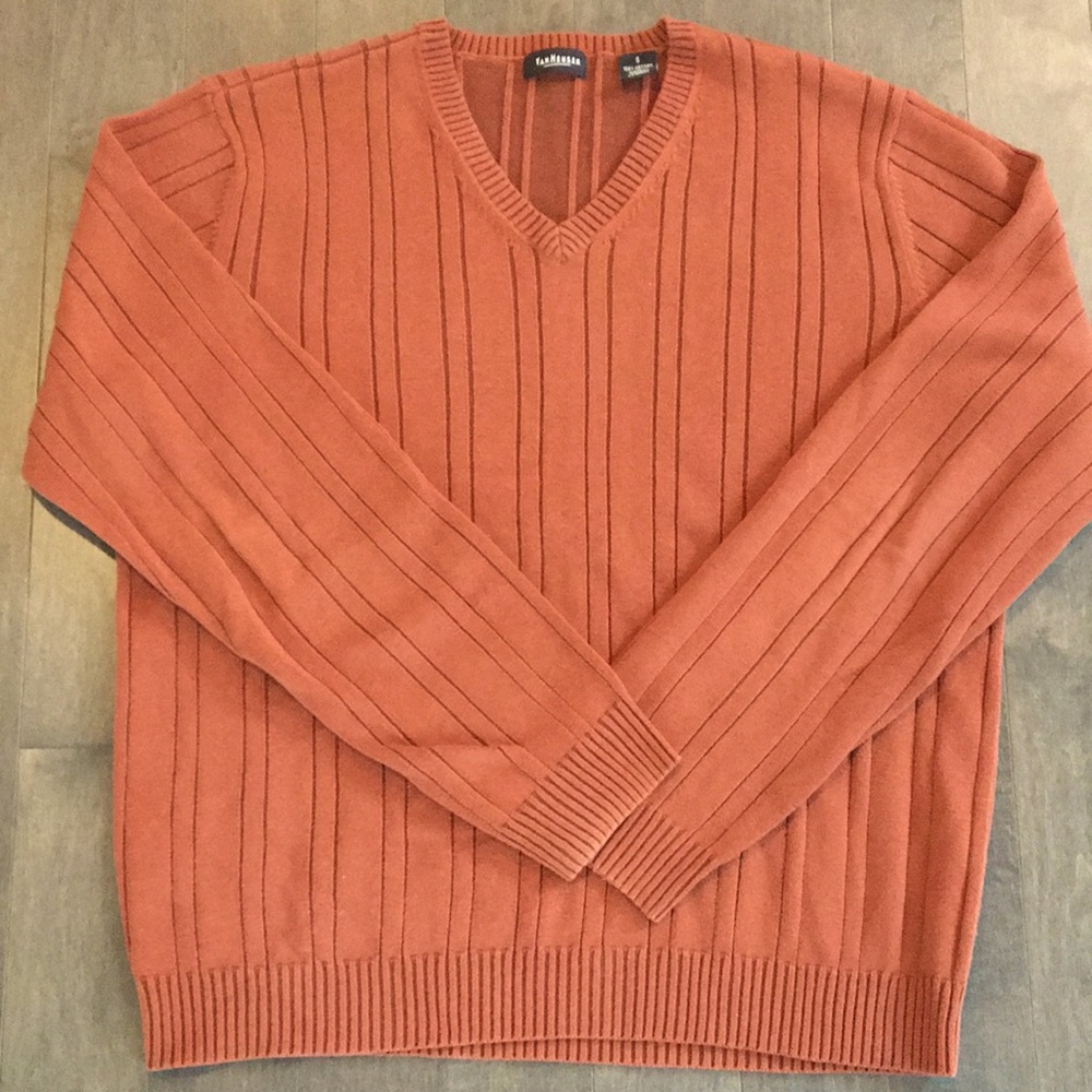 Van Heusen Mens 100% Cotton Rib V-Neck Sweater – S